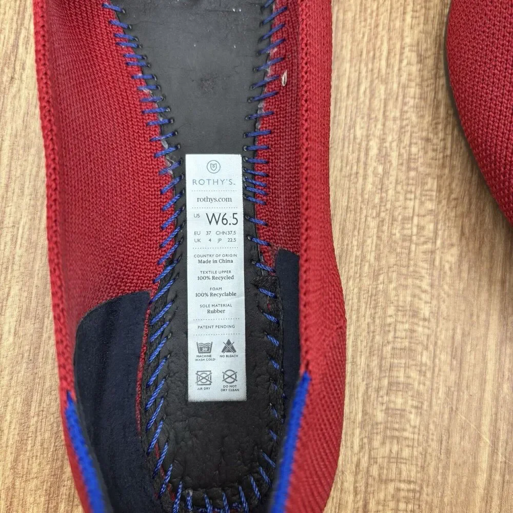Rothy’s The Point Women's Size US 6.5 Red Comfort‎ Shoes Flats